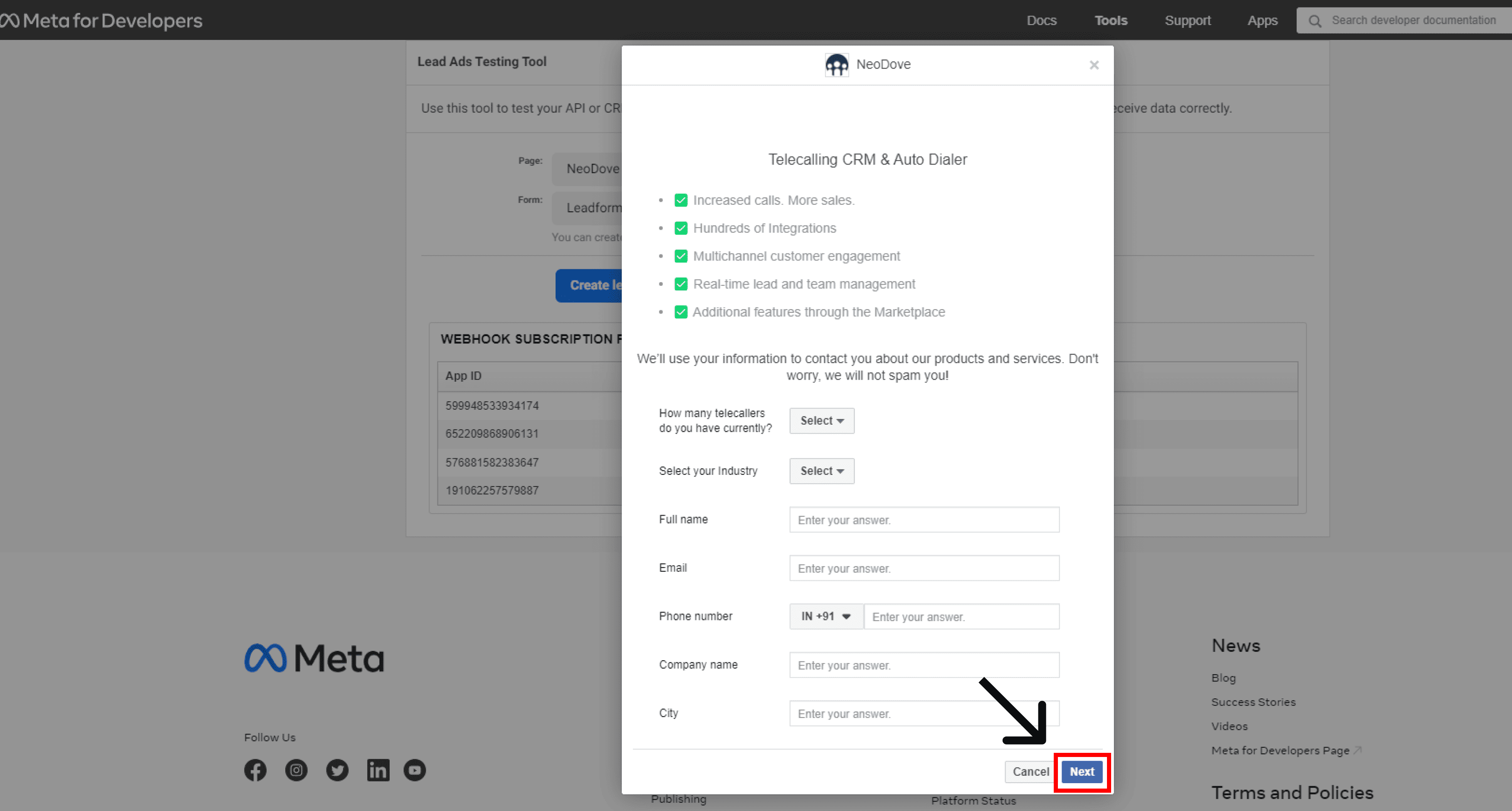 Step 8 - Test your integration - Part 2 - NeoDove